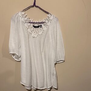 Mlle Gabrielle Cream Tunic with Floral Lace